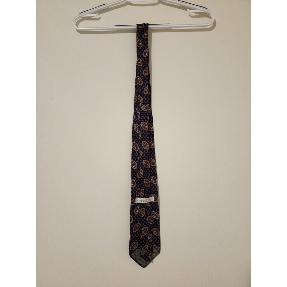 Monsieur Givenchy Mens Classic Silk Neck Tie Navy Blue Red Multicolor 3.75"x58" - Picture 5 of 6